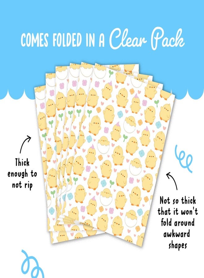 CENTRAL 23 Farm Animal Wrapping Paper - Cute Chicks - 6 Sheets of White Gift Wrap - Floral - For Birthday Baby Shower Baptism - Recyclable - Image 4